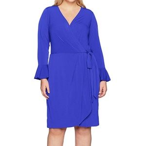 London Times Azure Faux Wrap Dress sz22 NWT